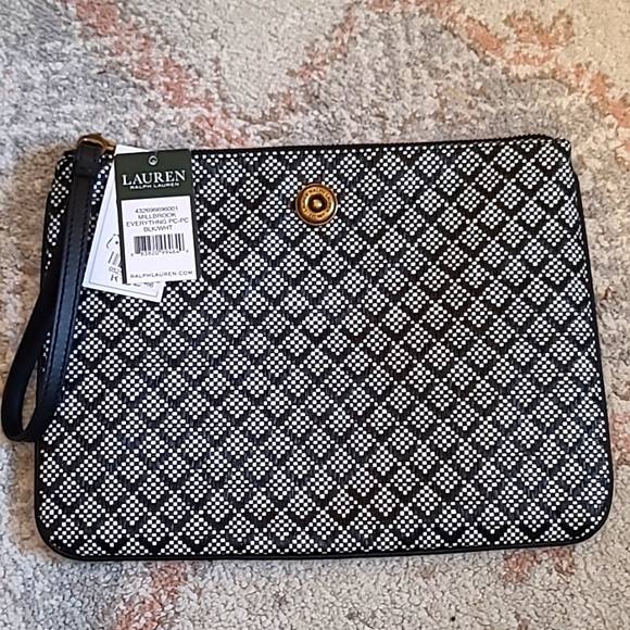 Lauren Ralph Lauren Handbags - Ralph Lauren Millbrook pattern leather pouch bag wristlet